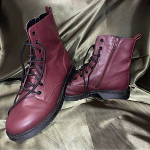 Burgundy combat boots